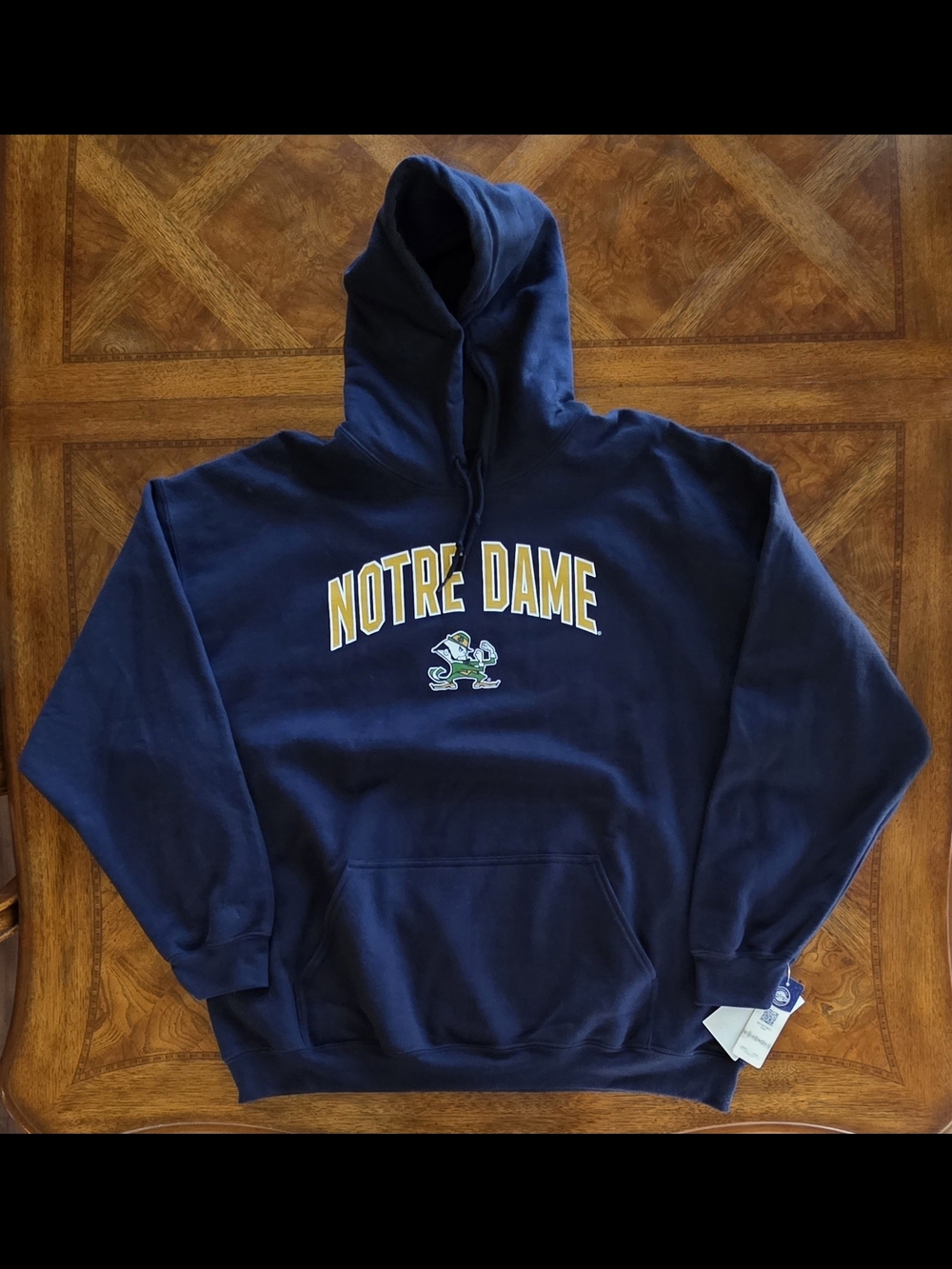 Men's Notre Dame University Fighting Irish Blue Pullover Hoodie Size XXL - NEW - Picture 3 of 7